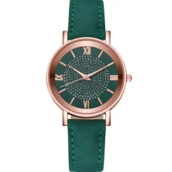 Petite montre femme pas chère vert chiffres romains