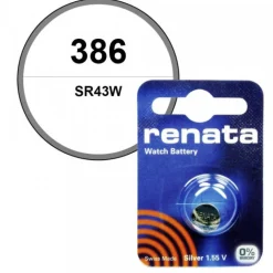 Pile Renata 1,55 V 386 oxyde d'argent pour montre