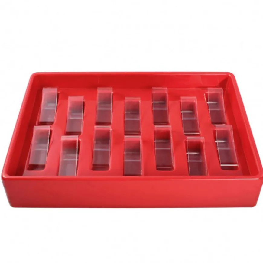 Présentoir Montre Plastique Rouge 33 x 22 cm