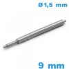1 Springbar à ressort Téléscopique d'un côté qualité Suisse 9 mm pour bracelet montre diam : 1,5 mm ISOSWISS épaulement double