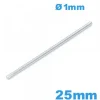 Tige goupille moletée pour bracelet de montre acier longue de 25mm