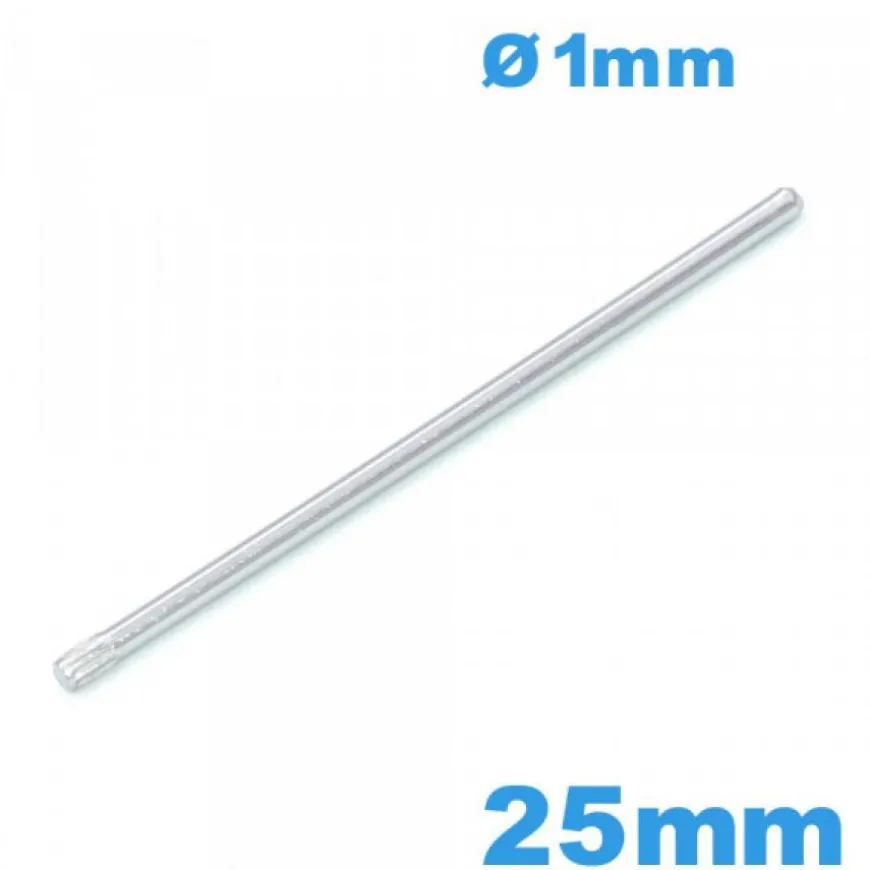 Tige goupille moletée pour bracelet de montre acier longue de 25mm