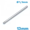 Tige moletée  montre argent taille 13mm