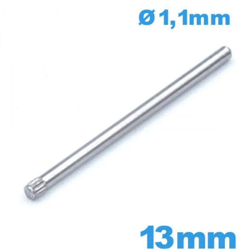 Tige moletée montre argent taille 13mm