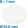 Verre avec base 34,8 mm bombé circulaire pour montre en verre minéral