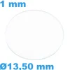 Verre Circulaire de montre Saphir Plat 13,50 mm épaisseur 1 mm inrayable