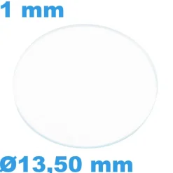 Verre Circulaire de montre Saphir Plat 13,50 mm épaisseur 1 mm inrayable