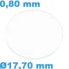 Verre Circulaire de montre Saphir Plat 17,7 mm épaisseur 0,80 mm résistant aux rayures