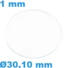 Verre Circulaire Plat de montre Saphir 30,10 mm épaisseur 1 mm résistant aux rayures