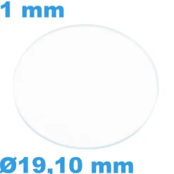Verre Circulaire Plat pour montre Saphir 19,1 mm épaisseur 1 mm inrayable
