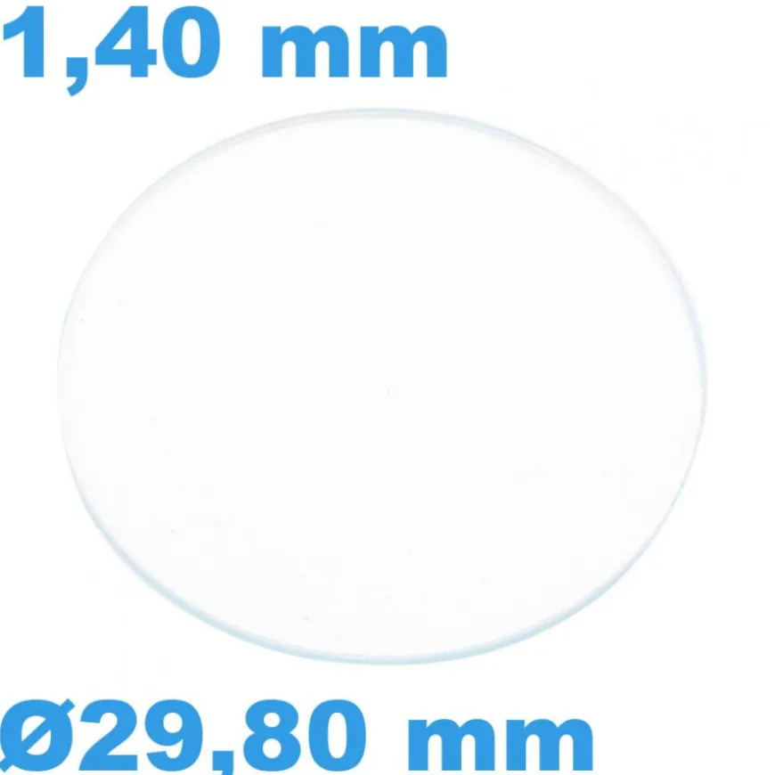Verre Circulaire Plat pour montre Saphir Sternkreuz 29,80 mm épaisseur 1,40 mm résistant aux rayures