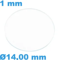 Verre Circulaire Plat pour montre Saphir 14 mm épaisseur 1 mm résistant aux rayures