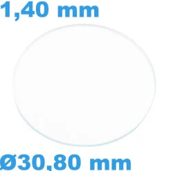 Verre Circulaire Plat pour montre Saphir Sternkreuz 30,80 mm épaisseur 1,40 mm résistant aux rayures