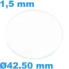 Verre Circulaire pour montre Saphir Plat 42,5 mm épaisseur 1,5 mm inrayable