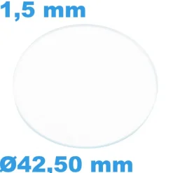 Verre Circulaire pour montre Saphir Plat 42,5 mm épaisseur 1,5 mm inrayable