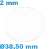 Verre Circulaire pour montre Saphir Plat 38,5 mm épaisseur 2 mm inrayable