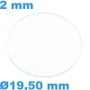 Verre Circulaire Saphir 19,5 mm de montre Plat épaisseur 2 mm inrayable