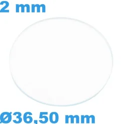 Verre Circulaire Saphir 36,5 mm de montre Plat épaisseur 2 mm résistant aux rayures