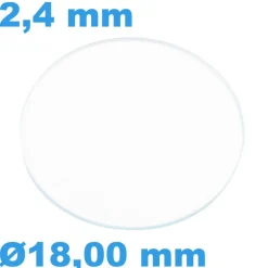 Verre de montre 18 mm Saphir Plat Rond épaisseur 2,4 mm inrayable