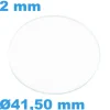 Verre de montre 41,5 mm Saphir Plat Rond épaisseur 2 mm inrayable