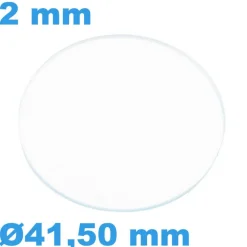 Verre de montre 41,5 mm Saphir Plat Rond épaisseur 2 mm inrayable