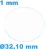 Verre de montre Saphir Plat Circulaire 32,10 mm épaisseur 1 mm inrayable