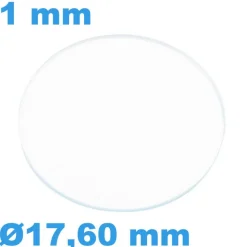Verre de montre Saphir Plat Circulaire 17,6 mm épaisseur 1 mm résistant aux rayures