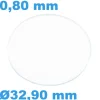 Verre de montre Saphir Plat Circulaire 33 mm épaisseur 0,80 mm résistant aux rayures