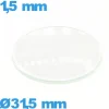 Verre en verre minéral circulaire pour montre 31,5 mm bombé