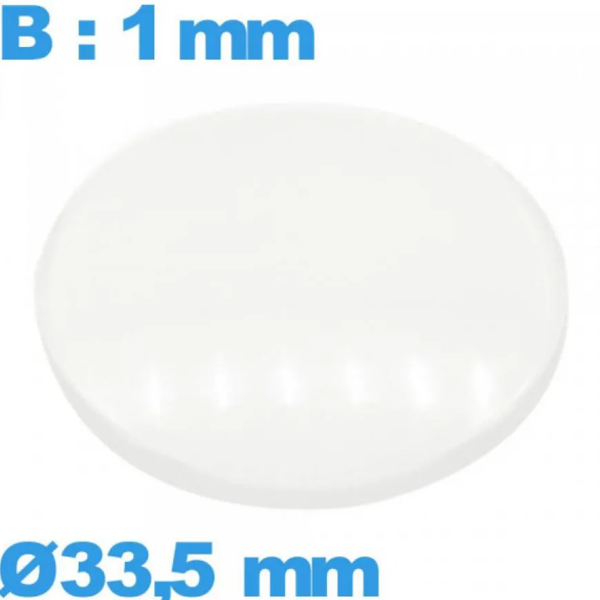 Verre en verre minéral circulaire montre avec base 33,5 mm bombé