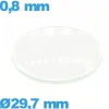 Verre 29,7 mm bombé circulaire de montre en verre minéral