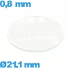 Verre 21,1 mm bombé circulaire pour montre verre minéral