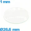Verre 26,6 mm bombé circulaire pour montre verre minéral