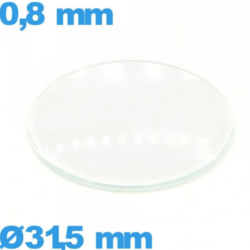 Verre 31,5 mm bombé de montre verre minéral circulaire