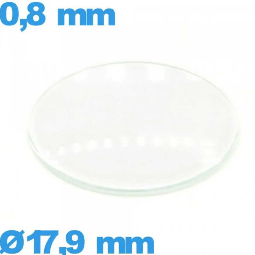 Verre 17,9 mm bombé de montre verre minéral circulaire