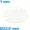 Verre 22,9 mm bombé de montre verre minéral circulaire