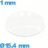 Verre 15,4 mm bombé de montre verre minéral circulaire