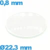 Verre 22,3 mm bombé de montre verre minéral circulaire