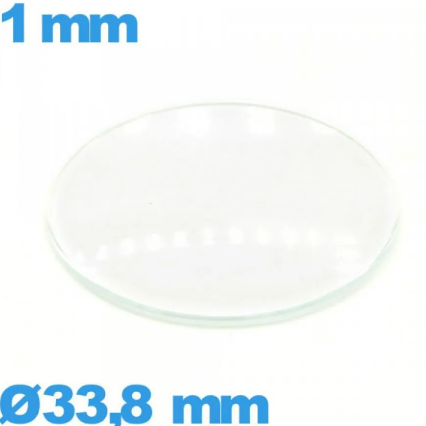 Verre 33,8 mm bombé montre en verre minéral circulaire