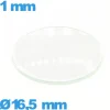 Verre 16,5 mm bombé montre verre minéral circulaire