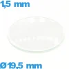 Verre 19,5 mm bombé montre verre minéral circulaire