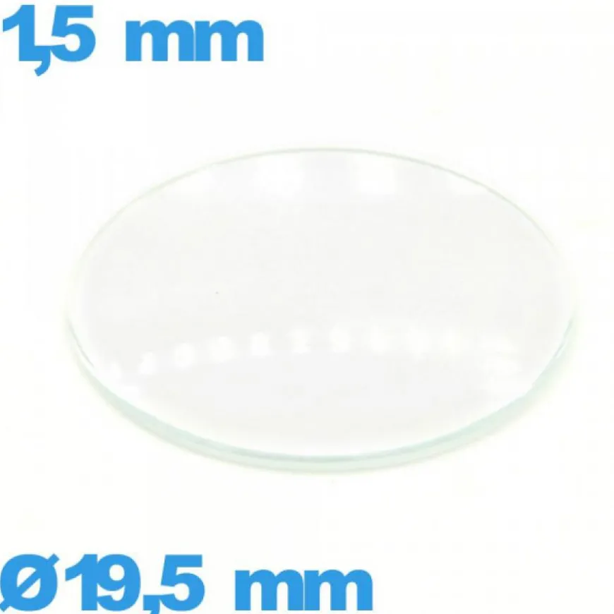 Verre 19,5 mm bombé montre verre minéral circulaire