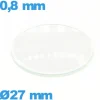 Verre 27 mm bombé pour montre verre minéral circulaire