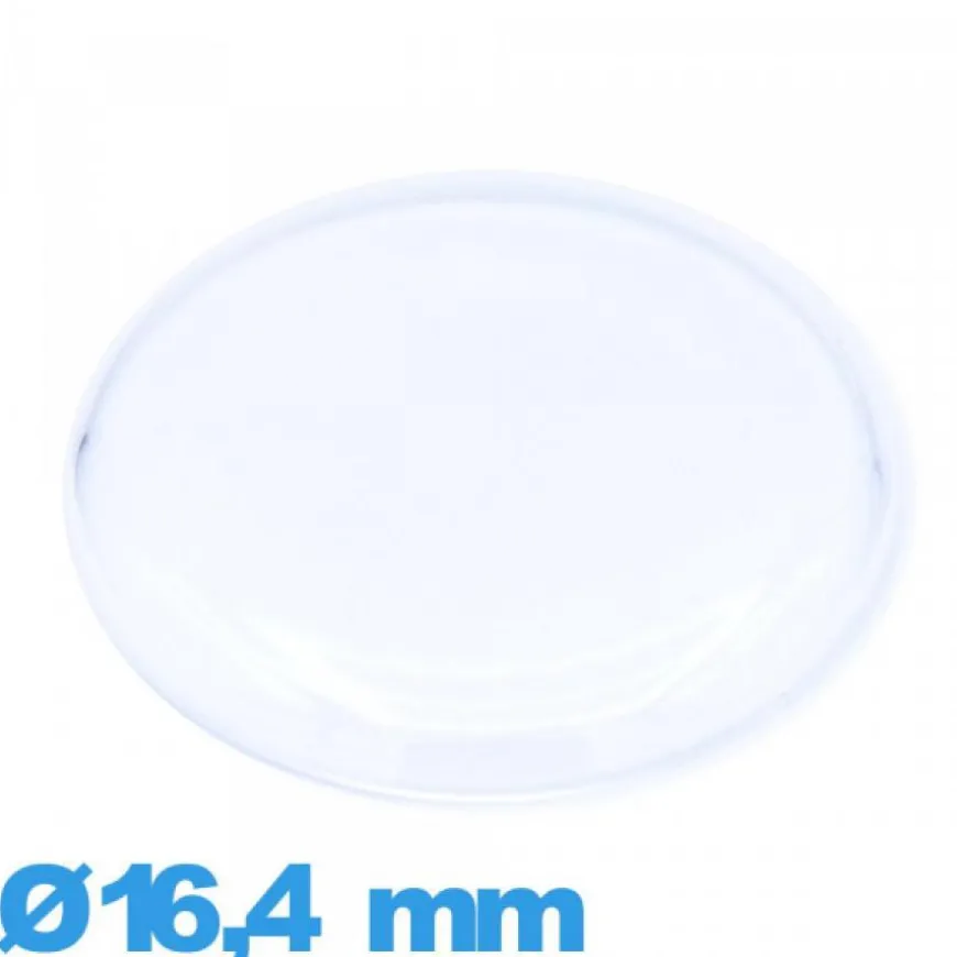 Verre 16,4 mm cambrure prononcée pour montre Plastique Circulaire