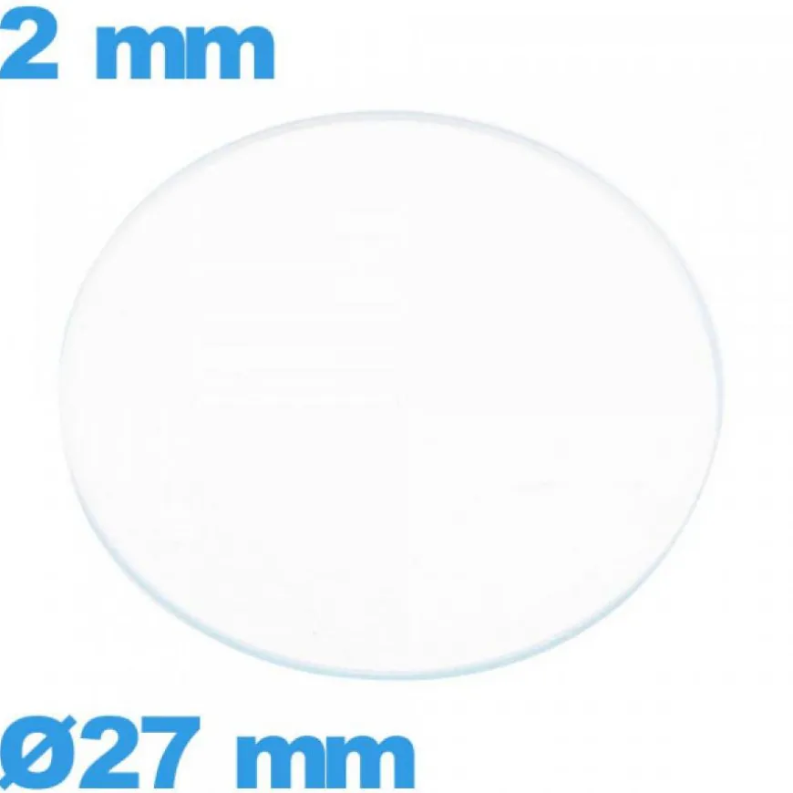 Verre 27 mm circulaire de montre en verre minéral