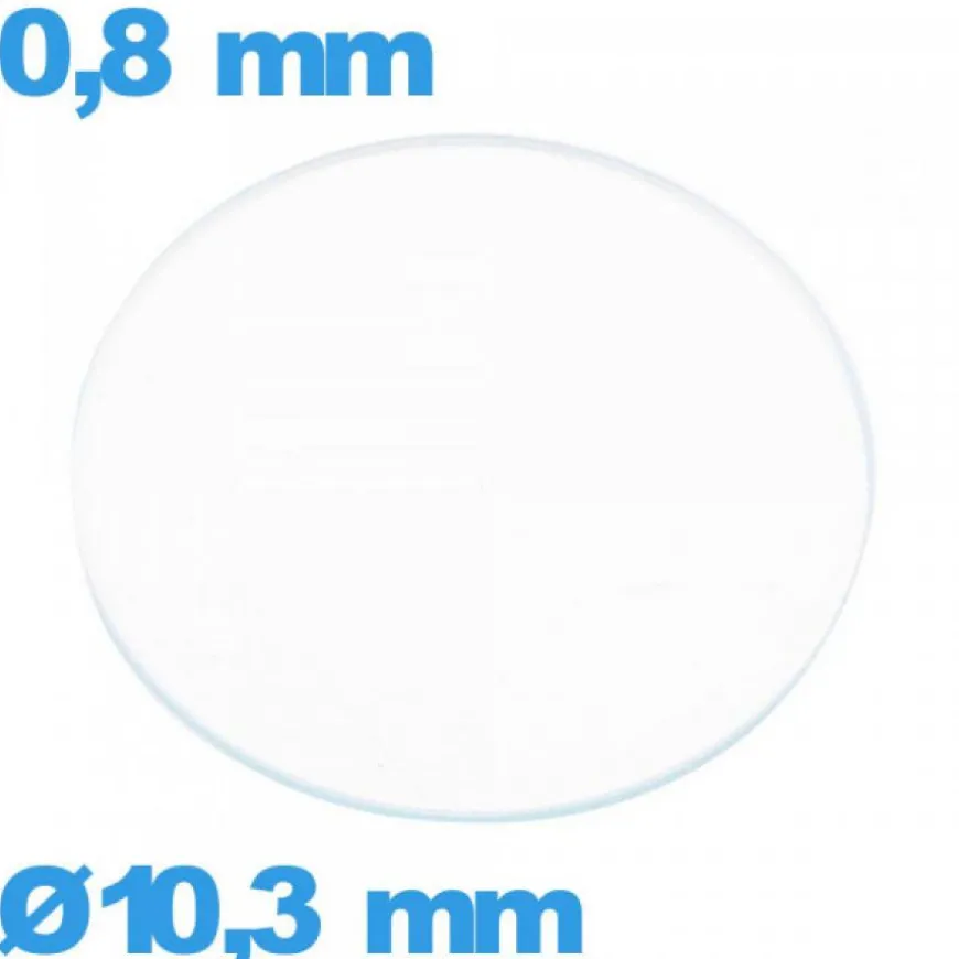 Verre 10,3 mm circulaire de montre en verre minéral