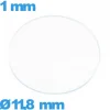 Verre 11,8 mm circulaire de montre verre minéral