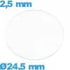 Verre 24,5 mm circulaire montre en verre minéral