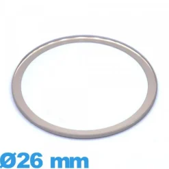 Verre 26 mm circulaire plat bordure dorée de montre verre minéral