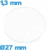 Verre 27 mm circulaire plat de montre verre minéral